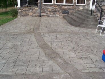 Stamped back patio of a house